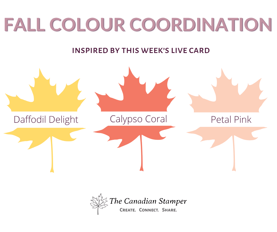 Fall colour combination of Daffodil Delight, Calypso Coral and Petal Pink